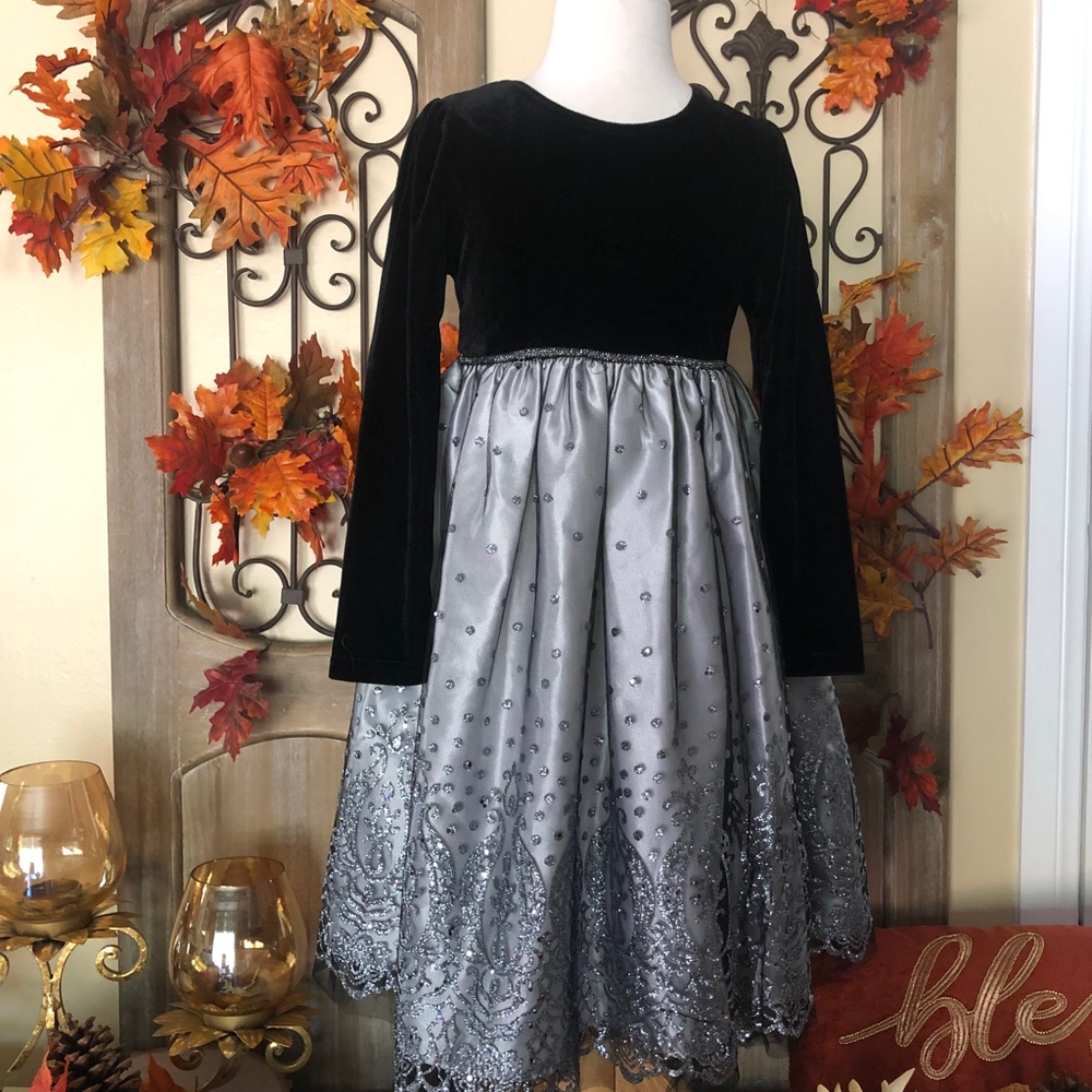 perfectly Dress|Girls holiday black velvet dress